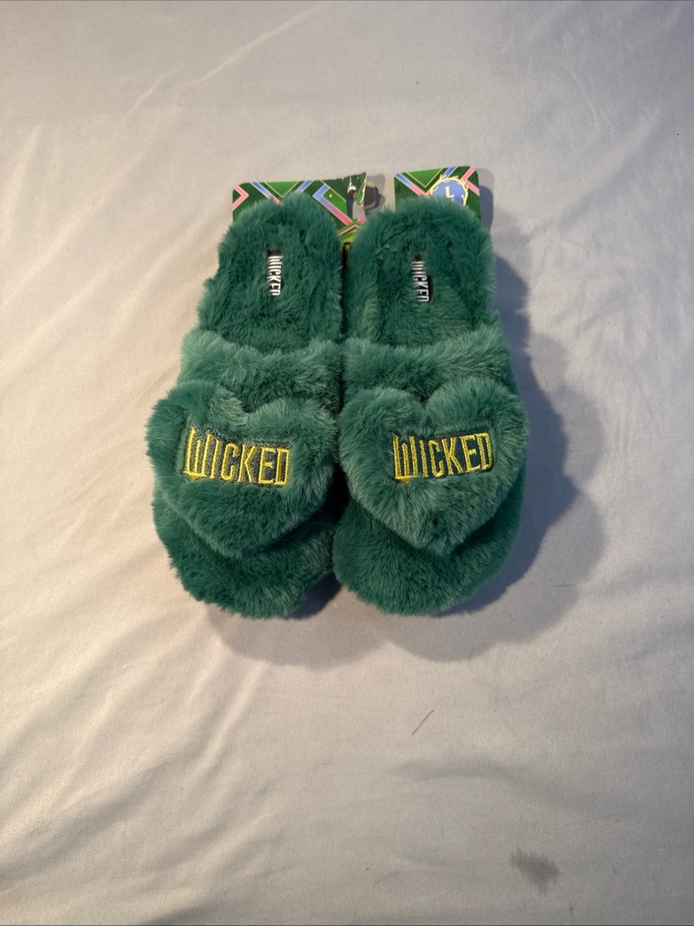 Universal Green Plush 'WICKED' Slide Slippers